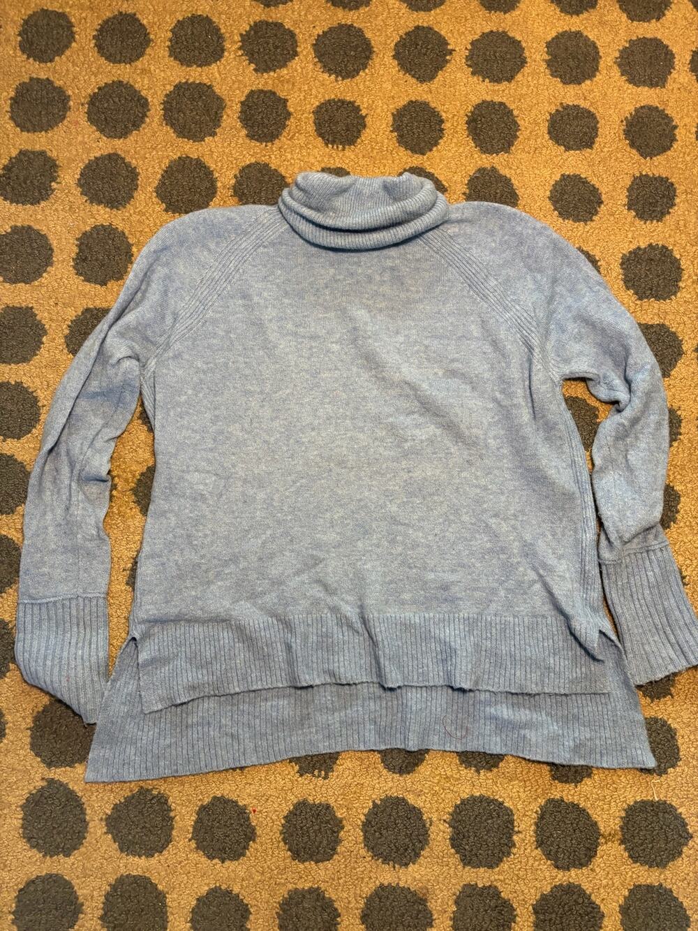 J.Crew Turtleneck Sweater with Side Slits Supersoft Yarn Size S light blue